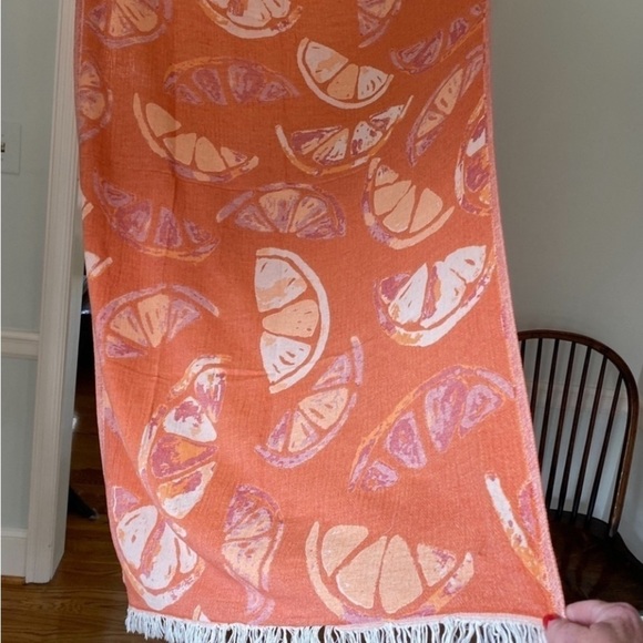 Orange - Grapefruit Blanket Wrap Towel Sarong Loom Weave 2 Sides Handcrafted NEW - Picture 7 of 7